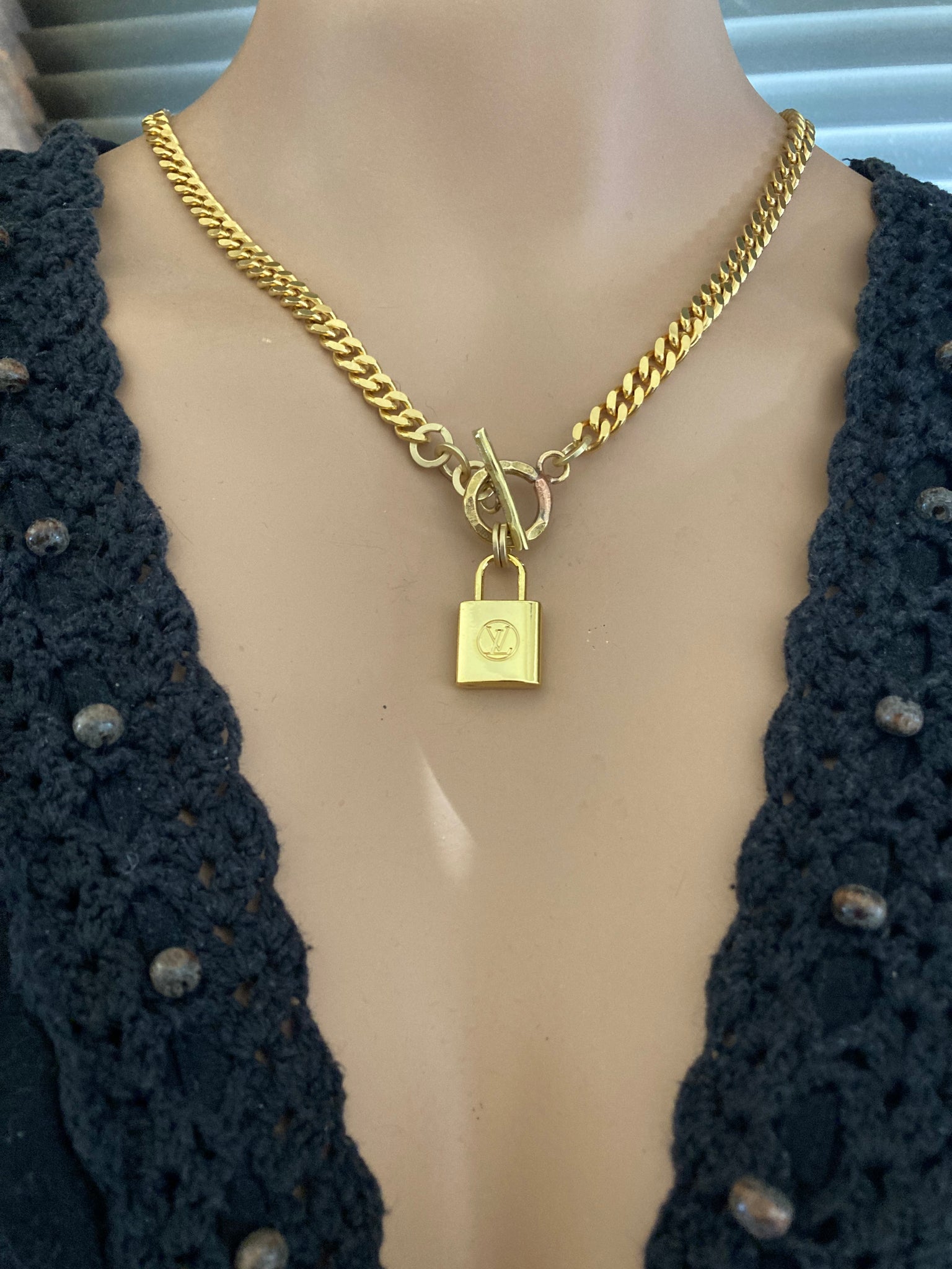 lv lock chain necklace