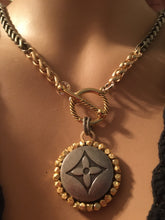 1.25” Louis V Logo Button Mixed Metals Necklace (only 1)