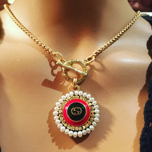 Vintage Gucci GG Button Necklace