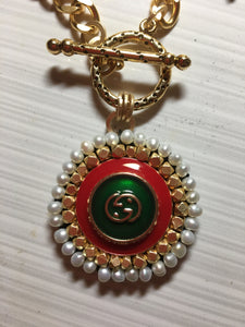 Vintage Gucci GG Button Necklace