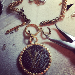 1.5 Louis V Leather & Gold Necklace