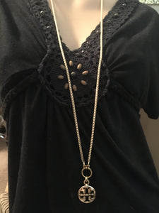 1” Tory B Logo Button Necklace - Wear Long or Short