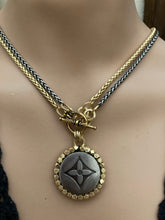 1.25” Louis V Logo Button Mixed Metals Necklace (only 1)