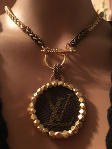 1.5 Louis V Leather & Gold Necklace