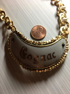 Vintage Limoges Cognac Liquor Tag Necklace