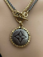 1.25” Louis V Logo Button Mixed Metals Necklace (only 1)