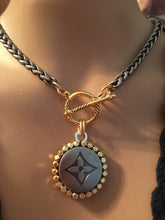1.25” Louis V Logo Button Mixed Metals Necklace (only 1)