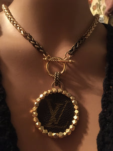 1.5 Louis V Leather & Gold Necklace
