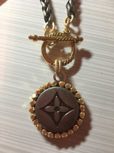 1.25” Louis V Logo Button Mixed Metals Necklace (only 1)