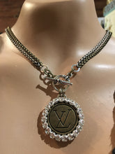 1” Louis V Button Bling Necklace - Wear Long or Short