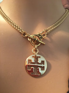 1” Tory B Logo Button Necklace - Wear Long or Short
