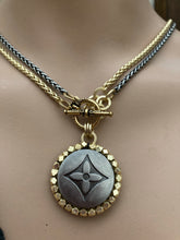 1.25” Louis V Logo Button Mixed Metals Necklace (only 1)