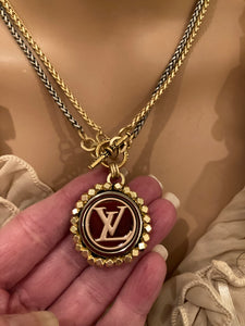 Louis Vuitton LOUIS VUITTON necklace monogram locket metal silver