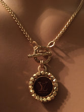 1” Louis V Brown & Gold Button Necklace