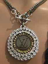1” Louis V Button Bling Necklace - Wear Long or Short