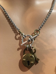 Tiny Vintage Lock & Key Necklace