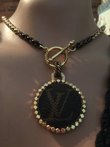 1.5 Louis V Leather & Gold Necklace