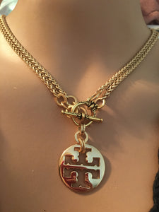 1” Tory B Logo Button Necklace - Wear Long or Short