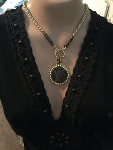1.5 Louis V Leather & Gold Necklace