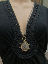 1.25” Louis V Logo Button Mixed Metals Necklace (only 1)