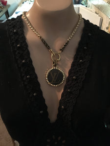1.5 Louis V Leather & Gold Necklace
