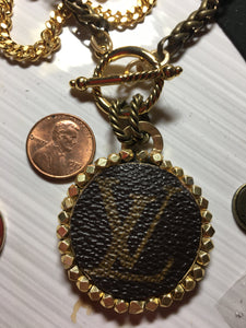 1.5 Louis V Leather & Gold Necklace