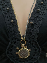 1.25” Louis V Logo Button Mixed Metals Necklace (only 1)