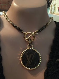 1.5 Louis V Leather & Gold Necklace