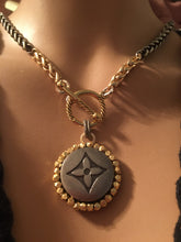 1.25” Louis V Logo Button Mixed Metals Necklace (only 1)