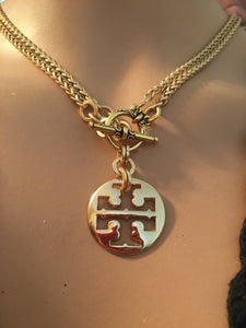1” Tory B Logo Button Necklace - Wear Long or Short