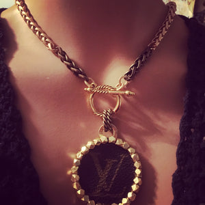 1.5 Louis V Leather & Gold Necklace